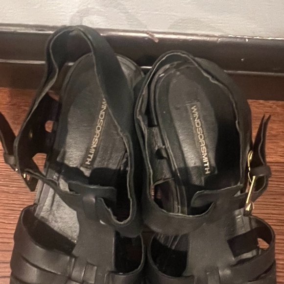 WINDSOR SMITH WOMEN’S LEATHER BLOCK PLATFORM SANDALS, SIZE US 7, BLACK - Picture 4 of 14